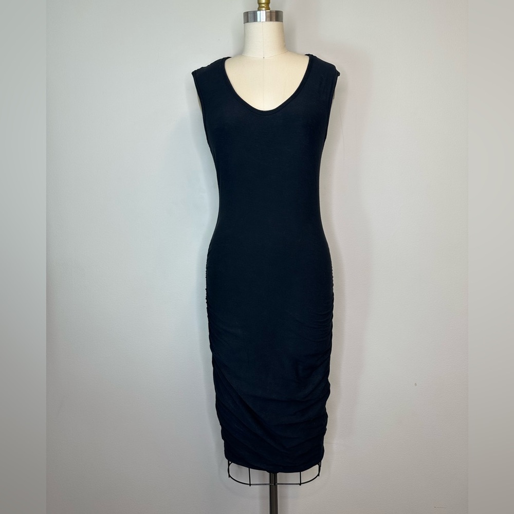 Standard James Perse Black Fitted Ruched Dress